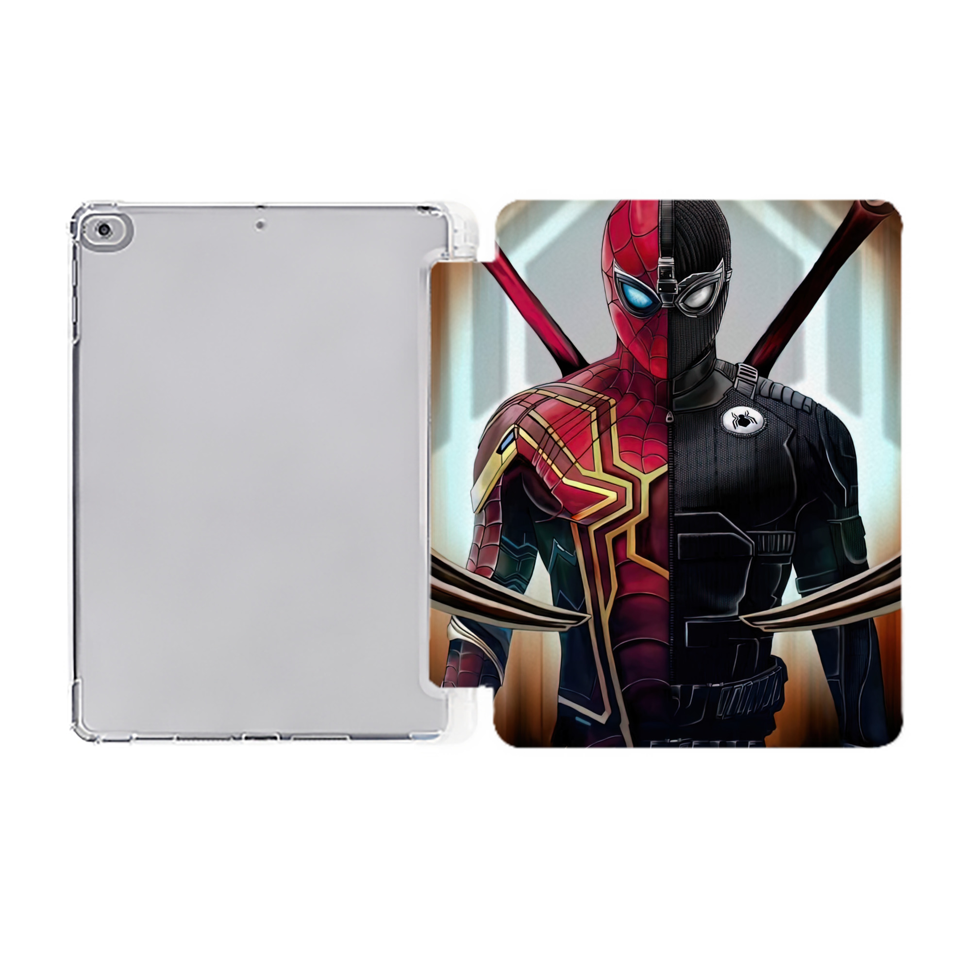Spider Man スパイダーマン IPad ケース ペン収納付き 三つ折りスタンド PUレザー×シリコン 対応機種9.5/10.5/10.9インチ